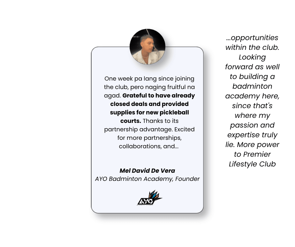 PLC partner testimonial — Mel David De Vera, AYO Badminton Academy